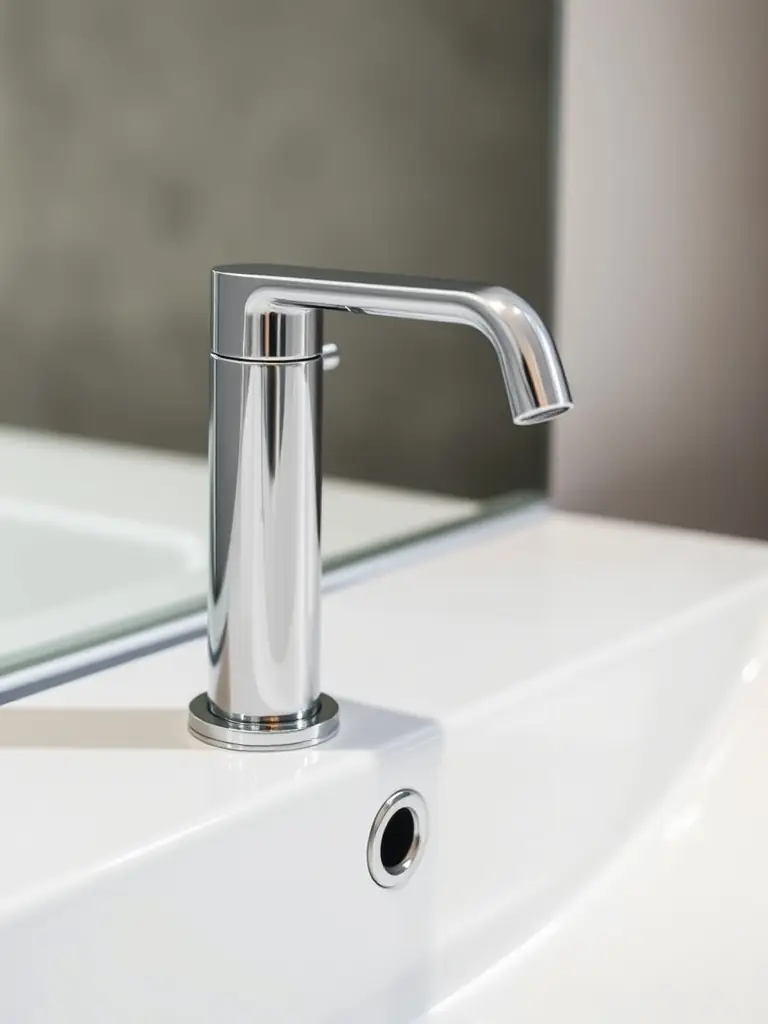 A close-up of Vitra's durable bathroom fixtures, emphasizing the repair service's focus on maintaining the longevity and functionality of bathroom components.